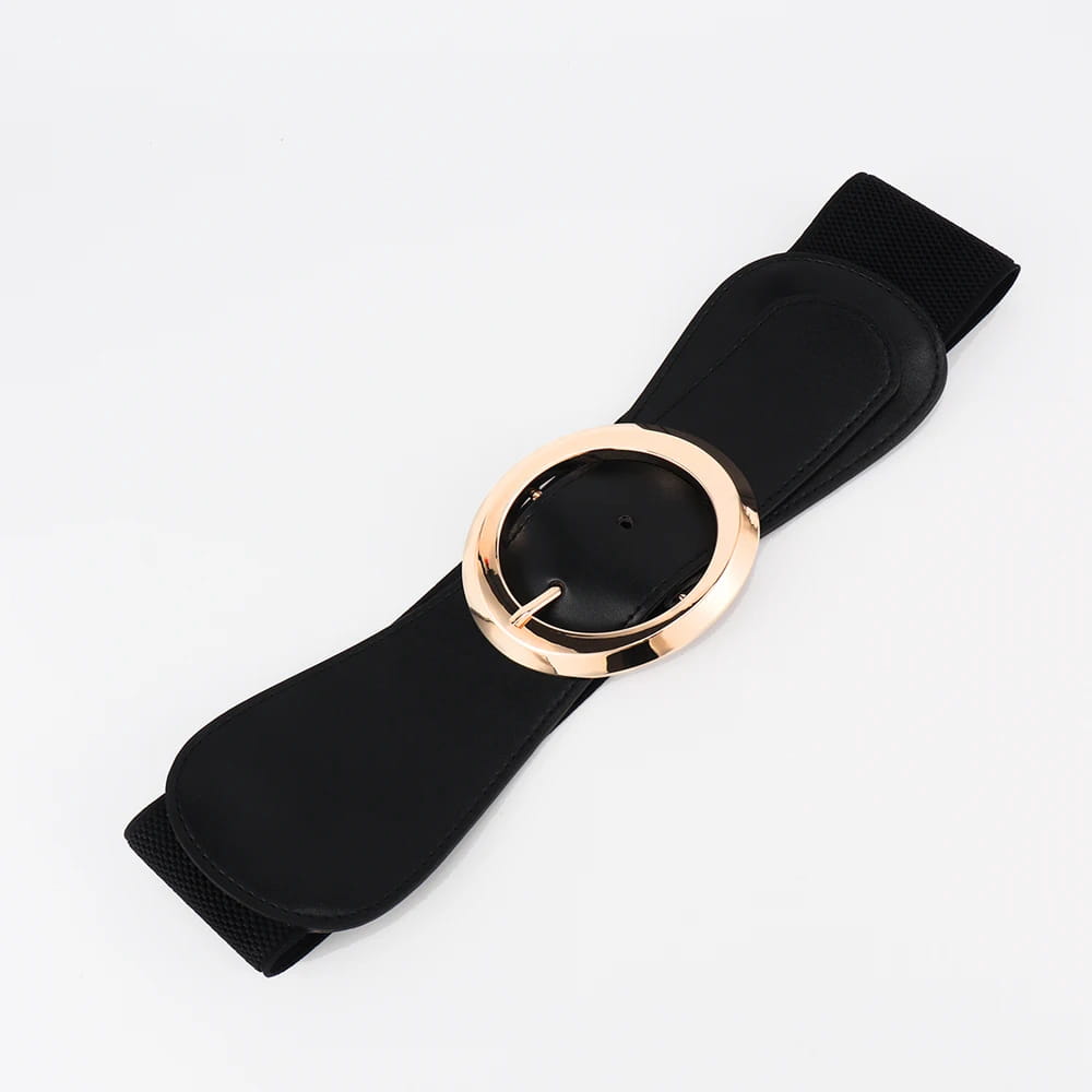 Simple Metal Pin Buckle Elastic Waist Belt