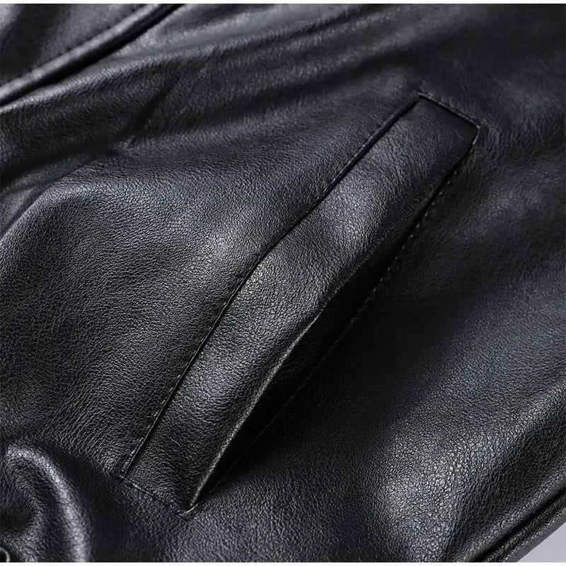 Retro PU Leather Stand Collar Jacket Women