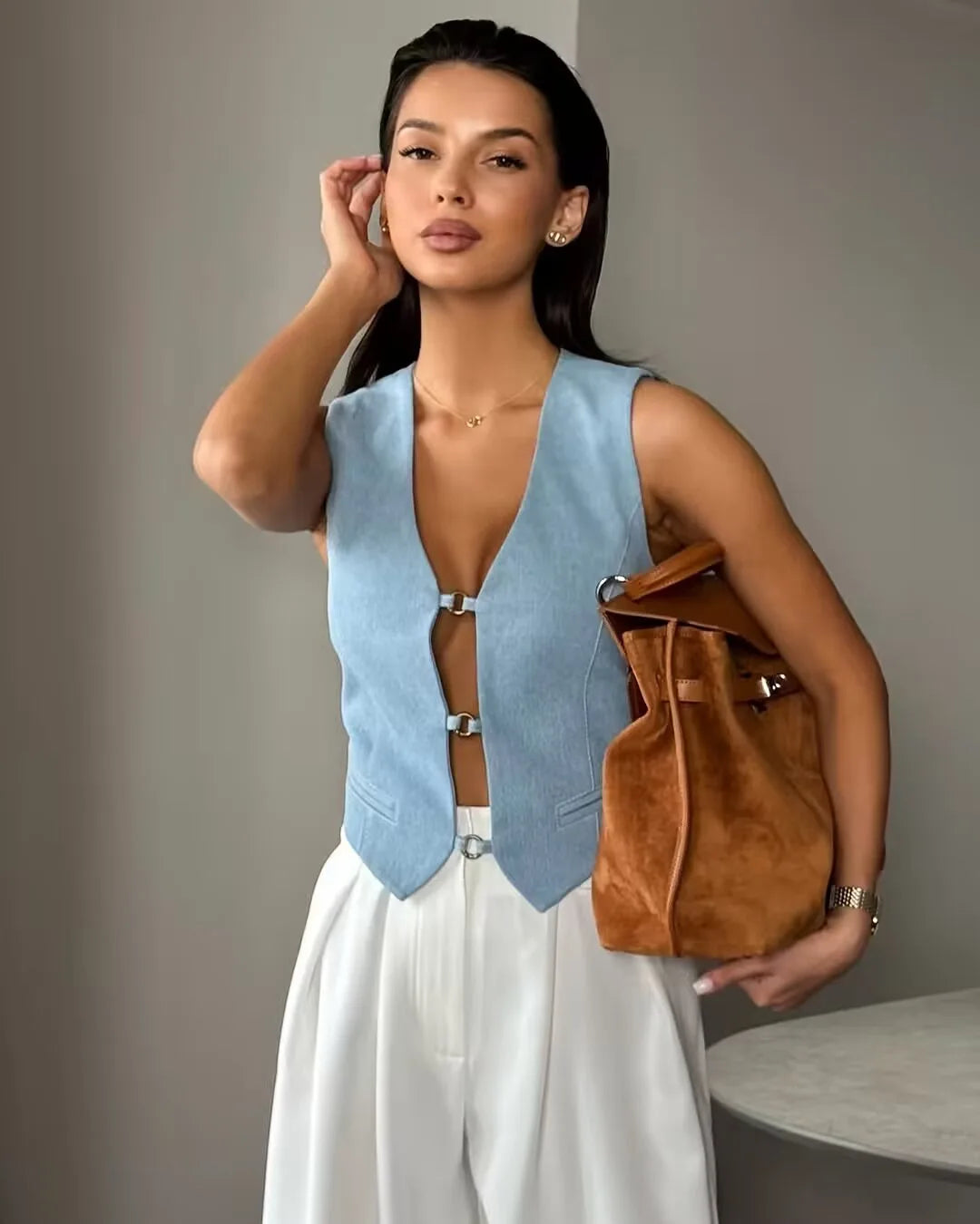 Vest Top For Women Sleeveless V Neck