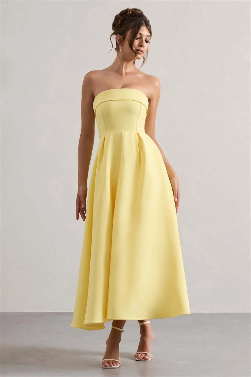 Off-shoulder Strapless Midi Dress Women