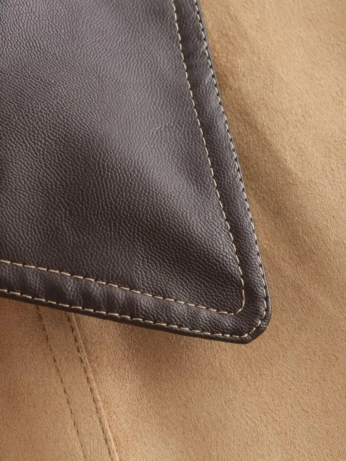 Lapel Contrast Color Large Pocket Mid-length Jacket