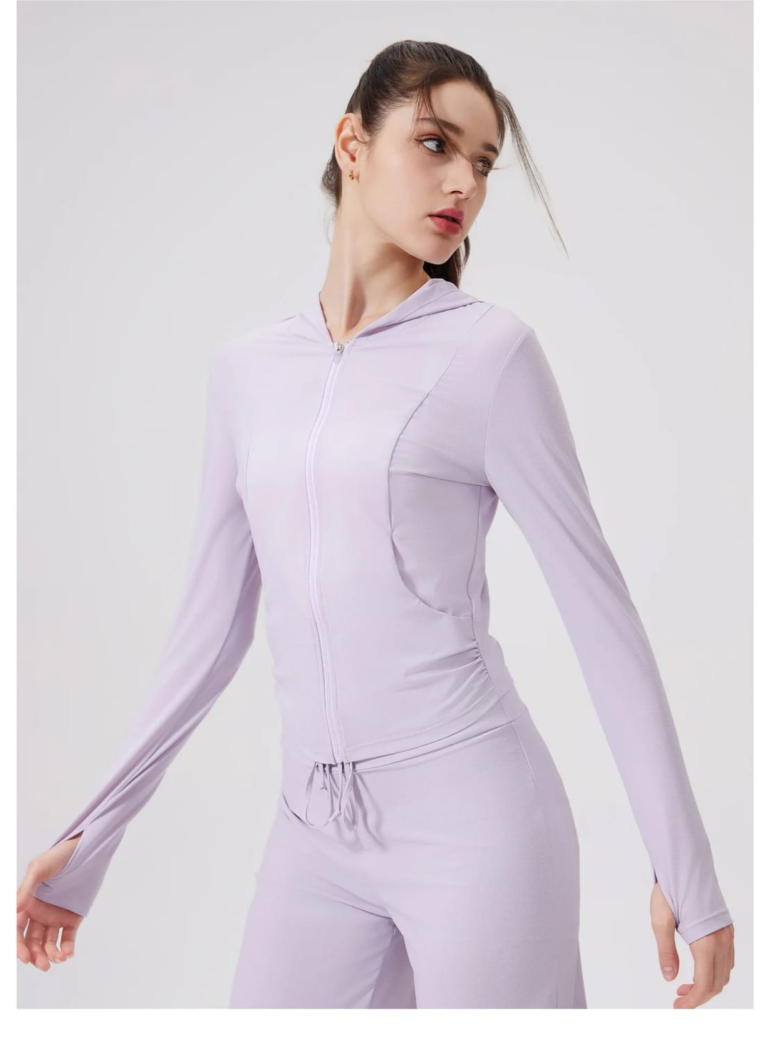 Women Cool Feeling Long Sleeve Fitness Workout Hooded Top