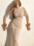 Mesh Ruched Maxi Dress For Women - Norellé