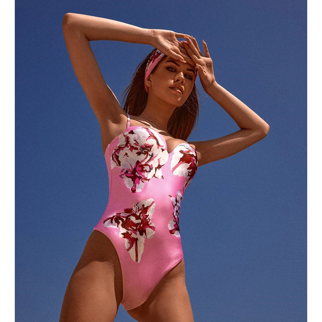 2PC Push Up Women Bikini Set Skirt Floral Printed - Norellé