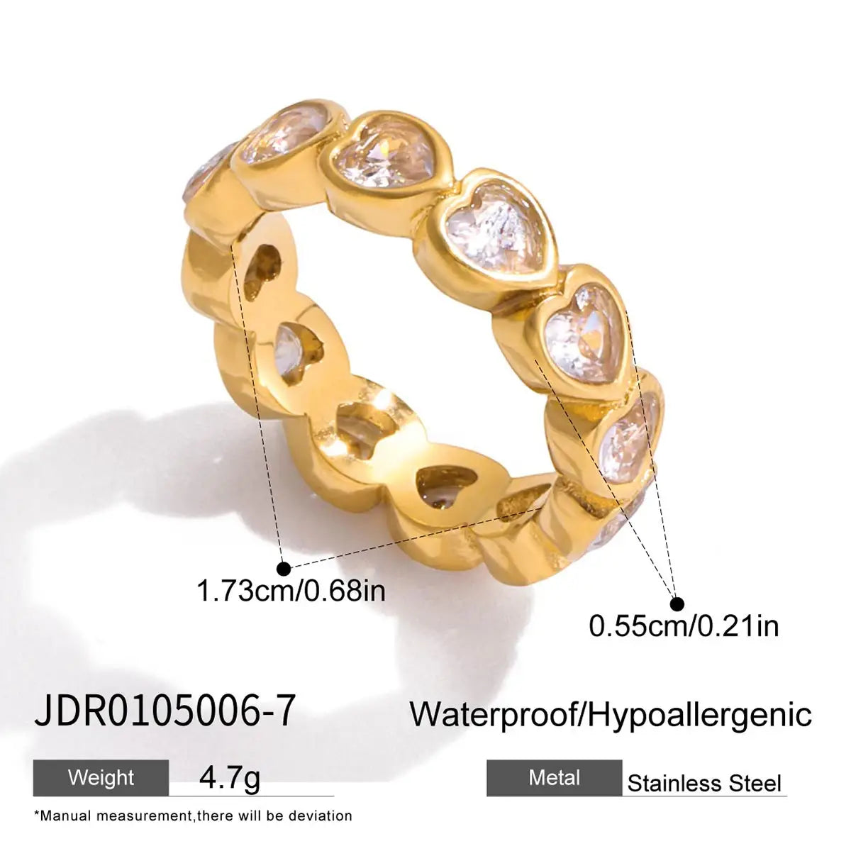 Stainless Steel Zircon Water Drop shaped Sparkling Ring