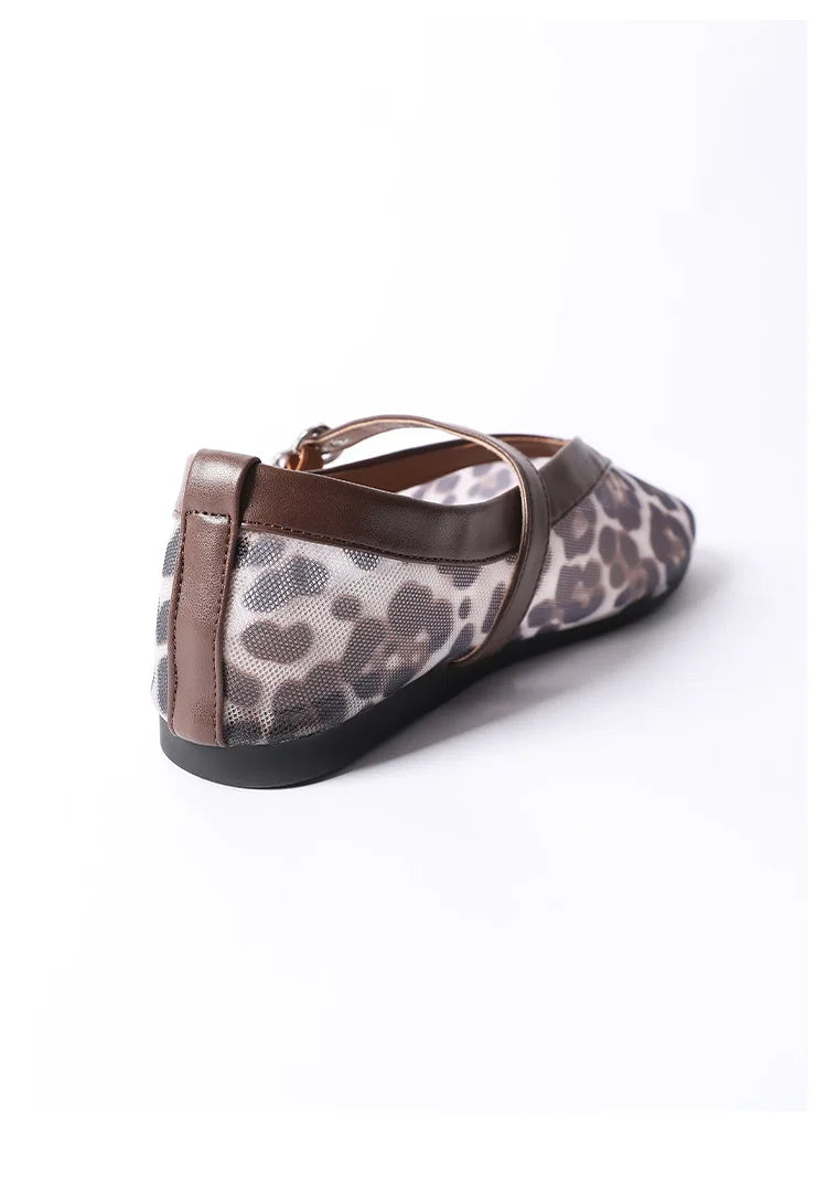 Women Leopard Mesh Breathable Flats Shoes