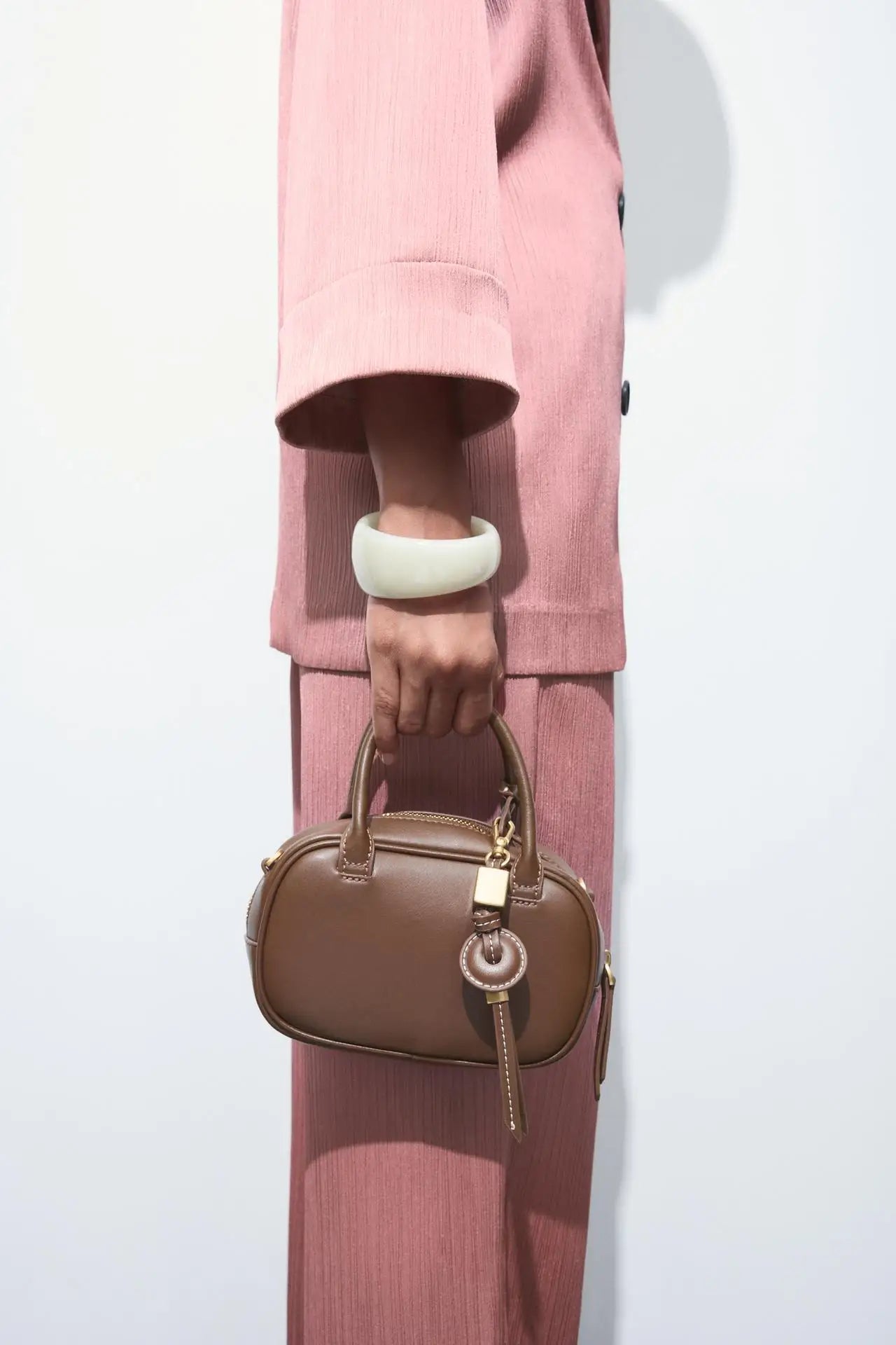 Mini Topstitched Bag Wide Strap Crossbody