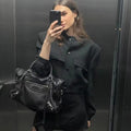Woman Bomber Jacket Coat White Button Baseball - Norellé