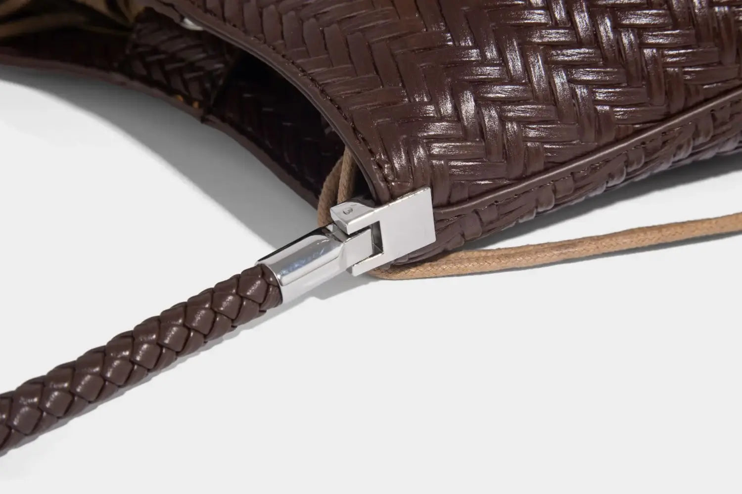 Handmade Weave PU Drawstring Tote Bags For Women