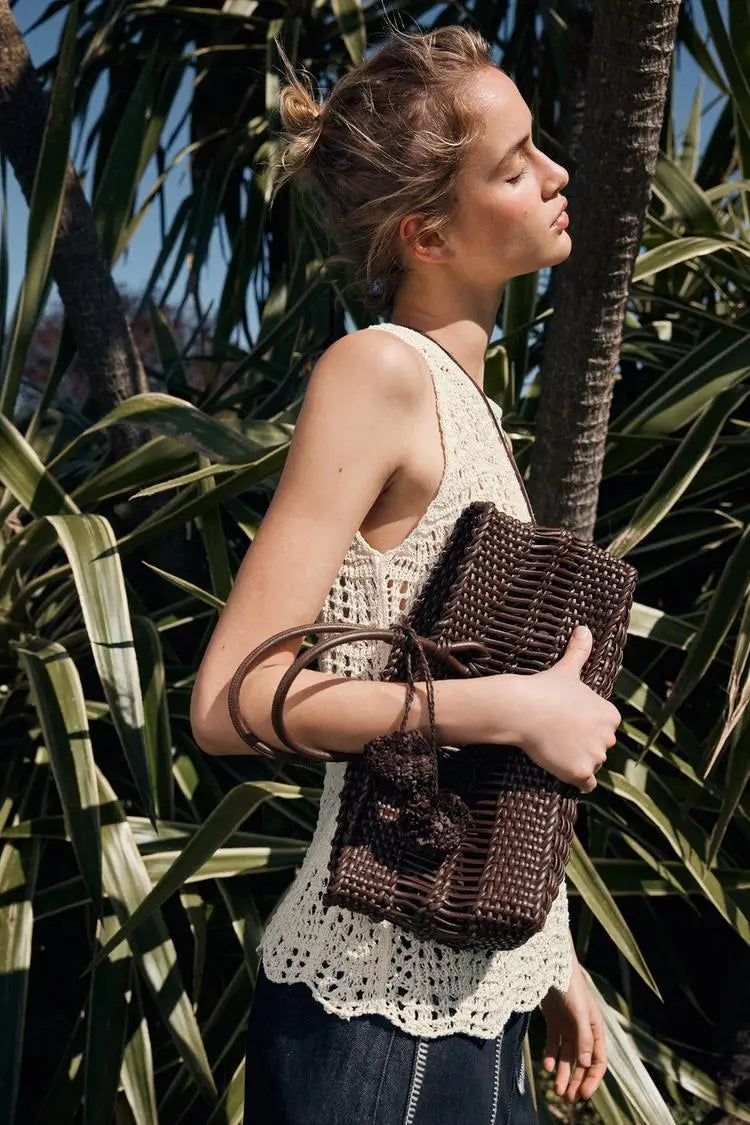 Braided Handbag Tote Bag With String