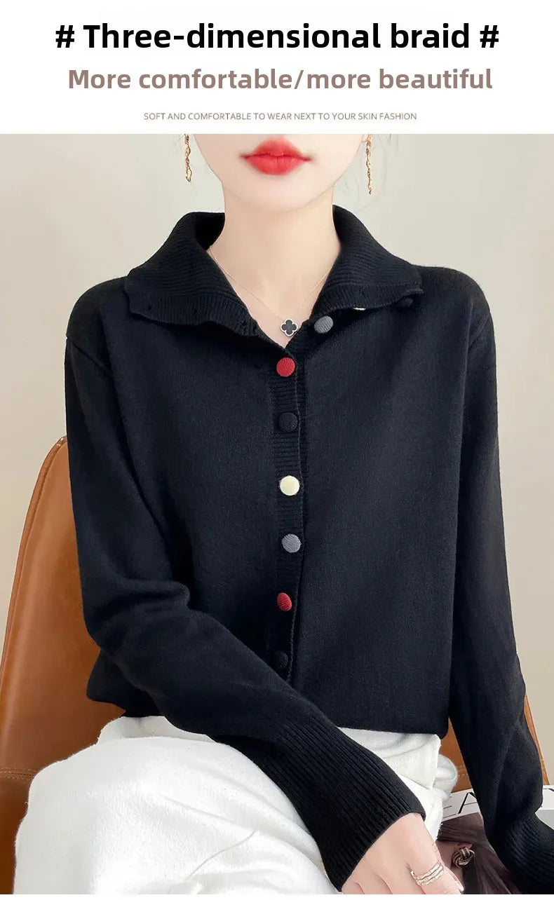 High Neck Knitted Sweater Cardigan Women’s