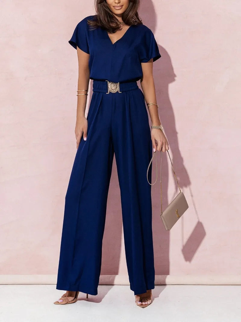 Women’s Fashion V-neck Short Sleeve Jumpsuit