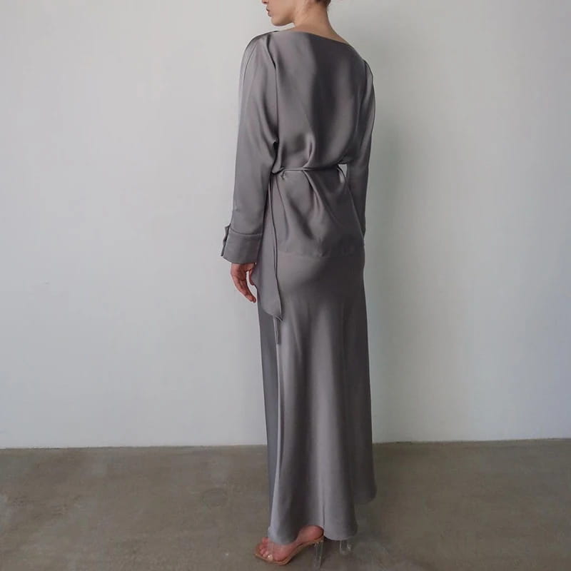 Fashion Long Sleeve Two Piece Casual Temperament Satin Women’s Set