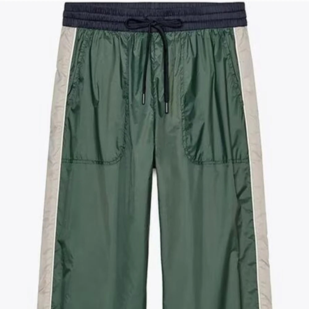 Women’s Color Blocked Short Style Stand up Collar Long Sleeve Pants Set