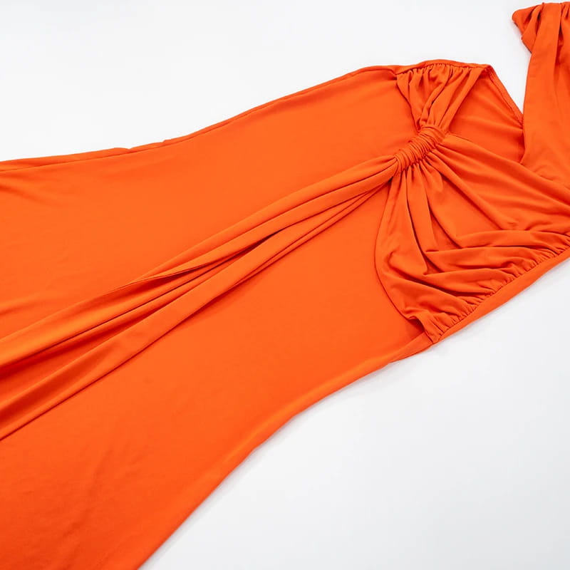 Women’S Solid Color One Shoulder Hollow Out Backless Dress