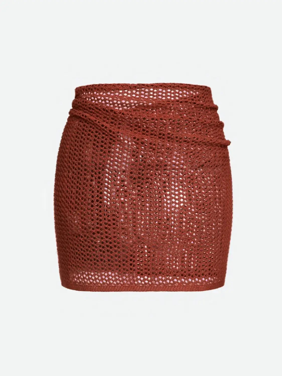 Women’s Knitted Short Skirt with Hollow Straps and Slit Beach Cover Up