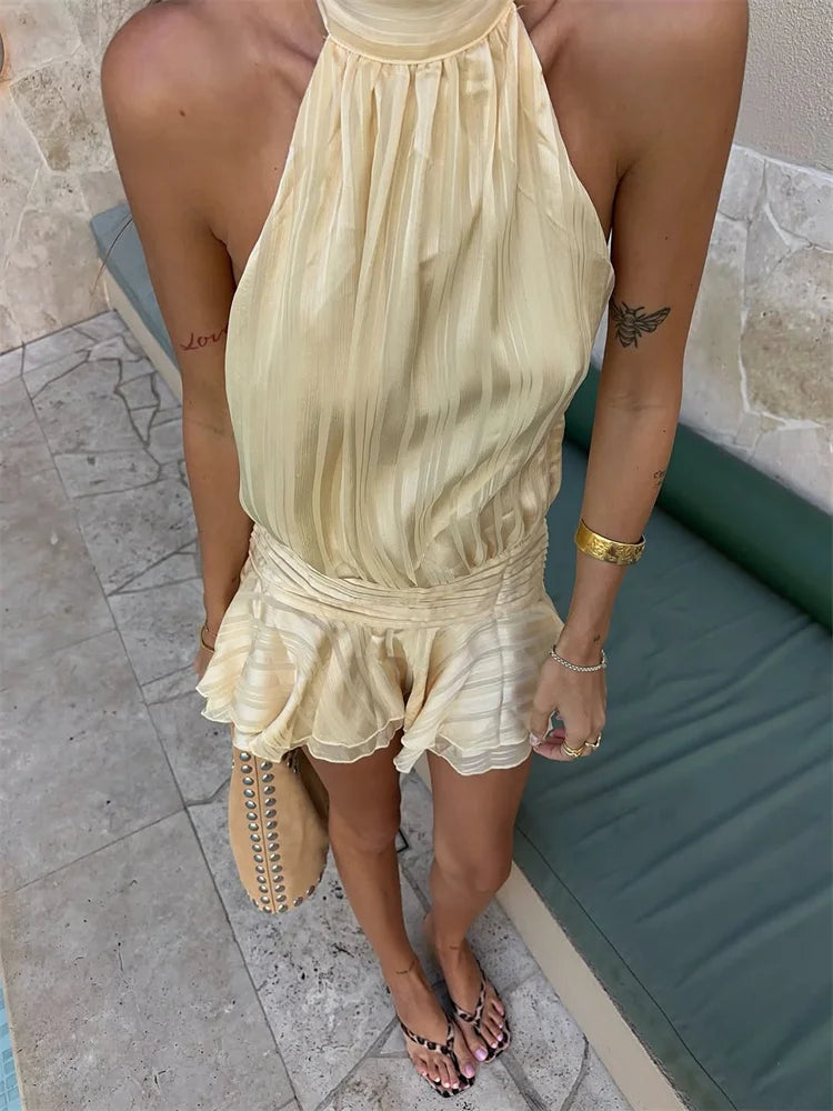 Ruffle Halter Mini Dress - Norellé