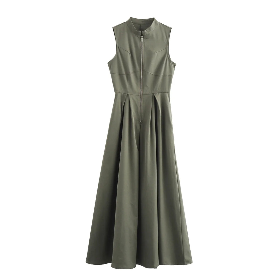 Women Fashion Round Collar Sleeveless Pleated Slim Elegant Dress - Norellé