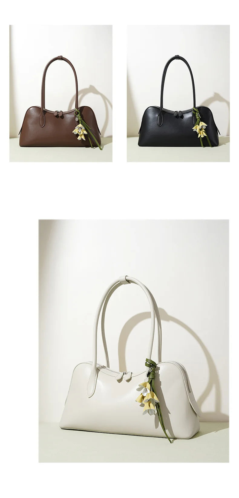 Cowhide Underarm Bag Genuine Leather