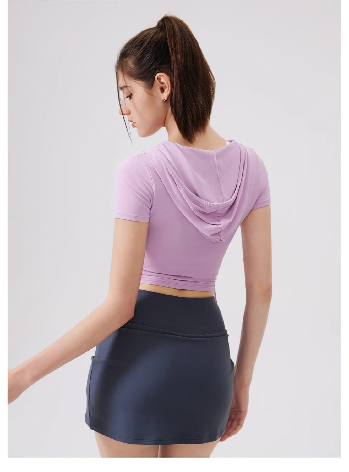 Women Yoga Half Sleeve Cool Feeling Solid Color Hoodie T-shirt