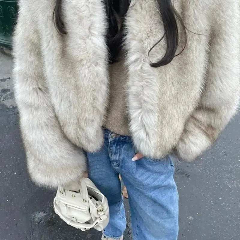 Cropped Faux Fur Coat Women