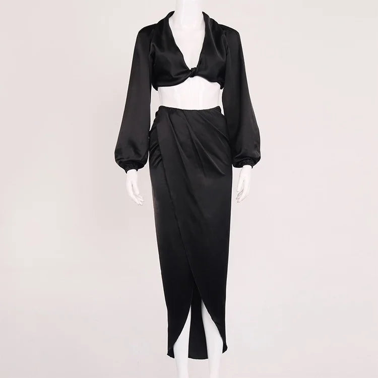 Satin 2 Piece Set Women Summer Beach Vacation Outfit