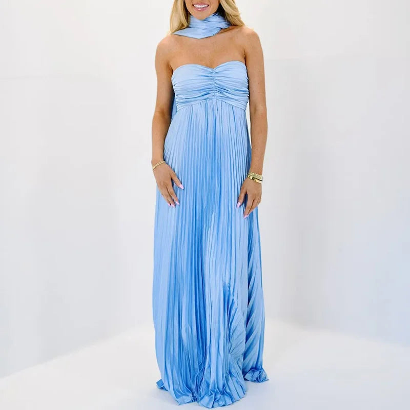 Scarf Off Shoulder High Waist Evening Dress