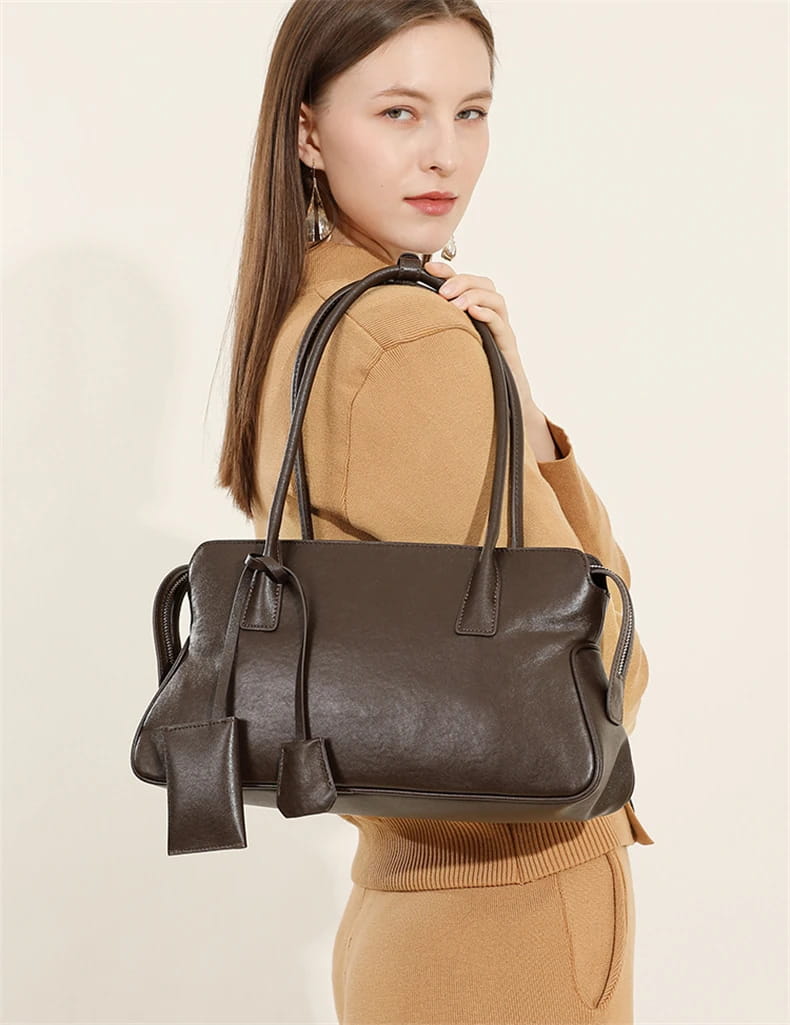 3 Layers Genuine Leather Large Underarm Shoulder Bags For Women