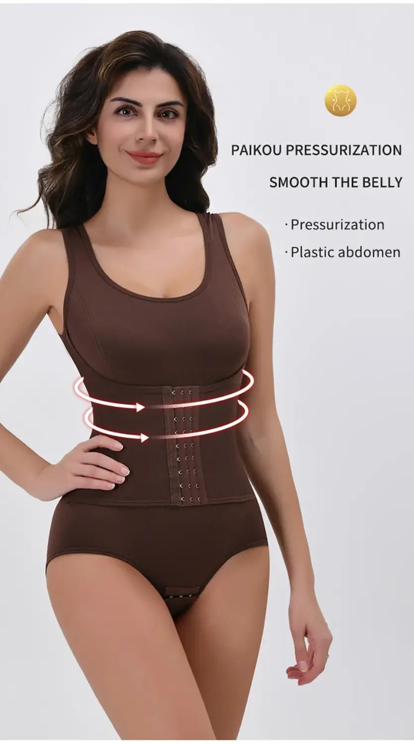 Bodysuit Shapewear With Zipper Belt Women Tummy Control
