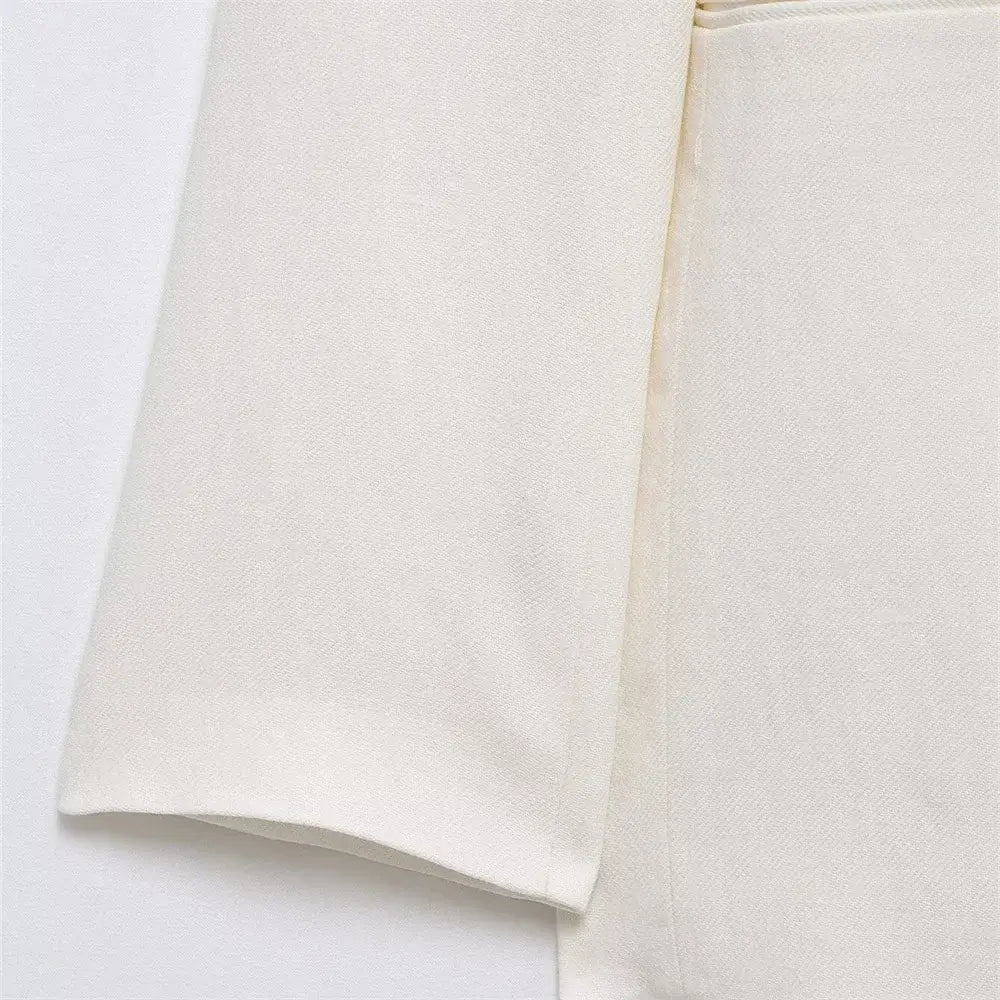 Women’s Casual Retro Linen Blend Suit Jacket&Pants Set