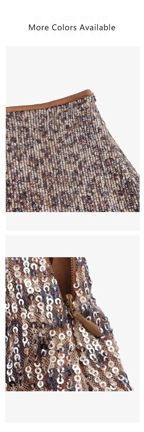 Women’s Slim Fit Sequin Inlaid High Waisted Mini Skirt