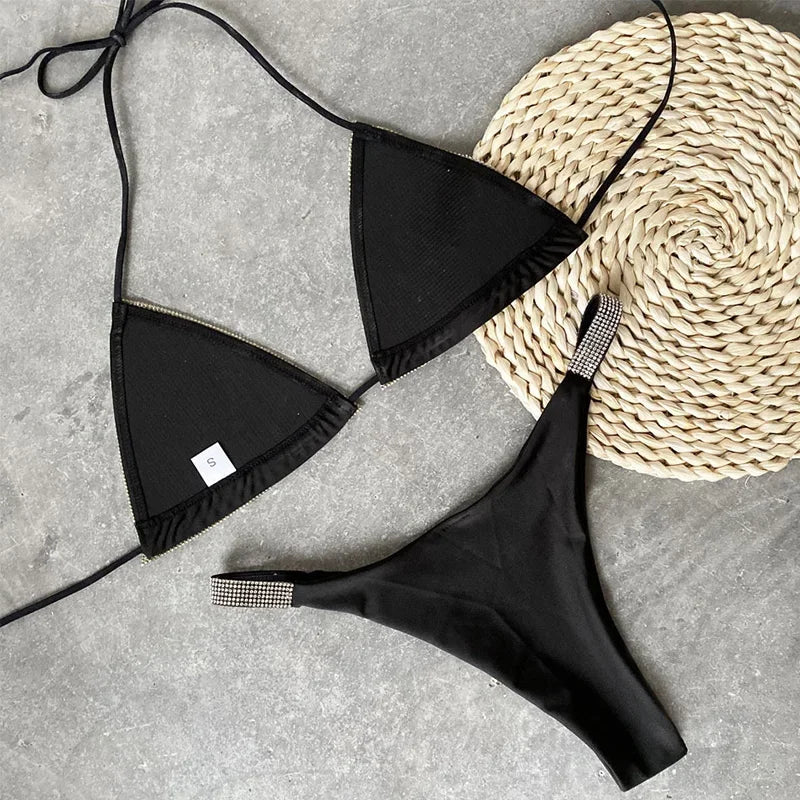 Halter Jewelled Sequins Diamond Bikini Women Swimsuit - Norellé