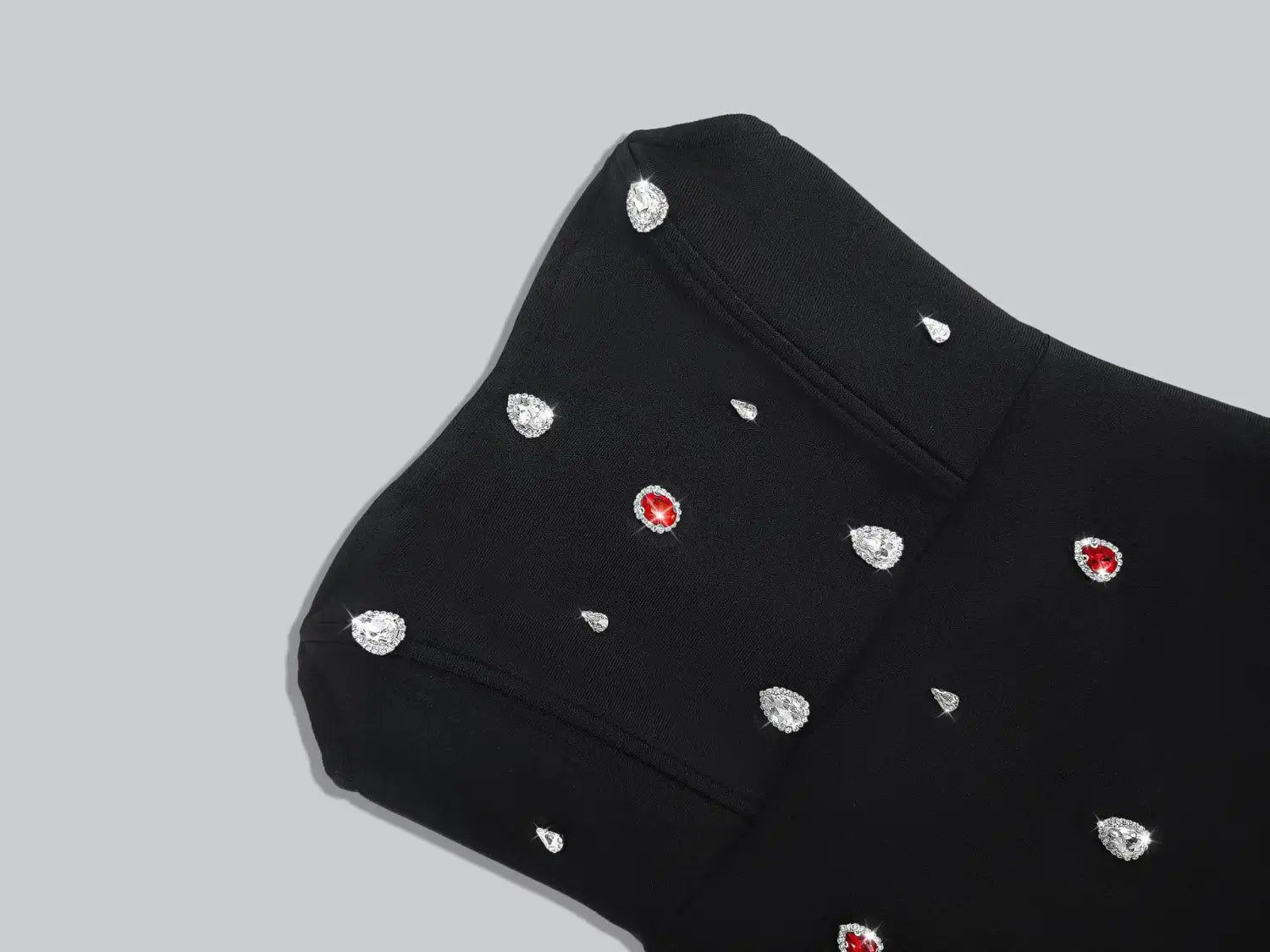 Black Color Women Strapless Colorful Crystal Bodycon Mini Bandage Dress