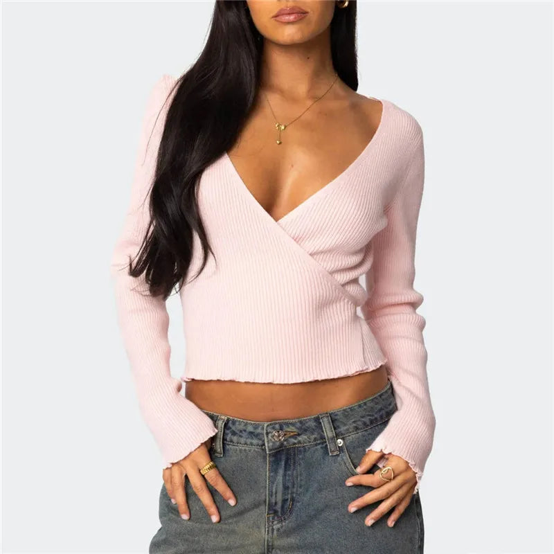 Ballet Wrap Sweaters for Women Long Sleeve