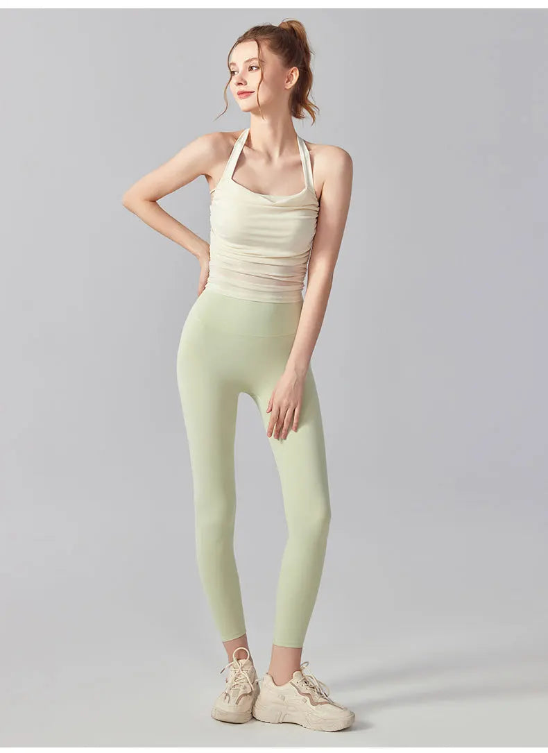 Women Halter With Shock-proof Chest Pad Backless Tank Top