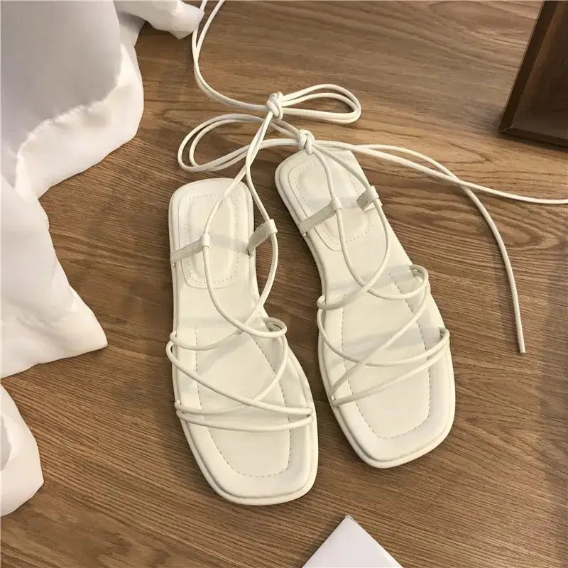 Sandals Women Flat Casual Cross-Tie Open Toe