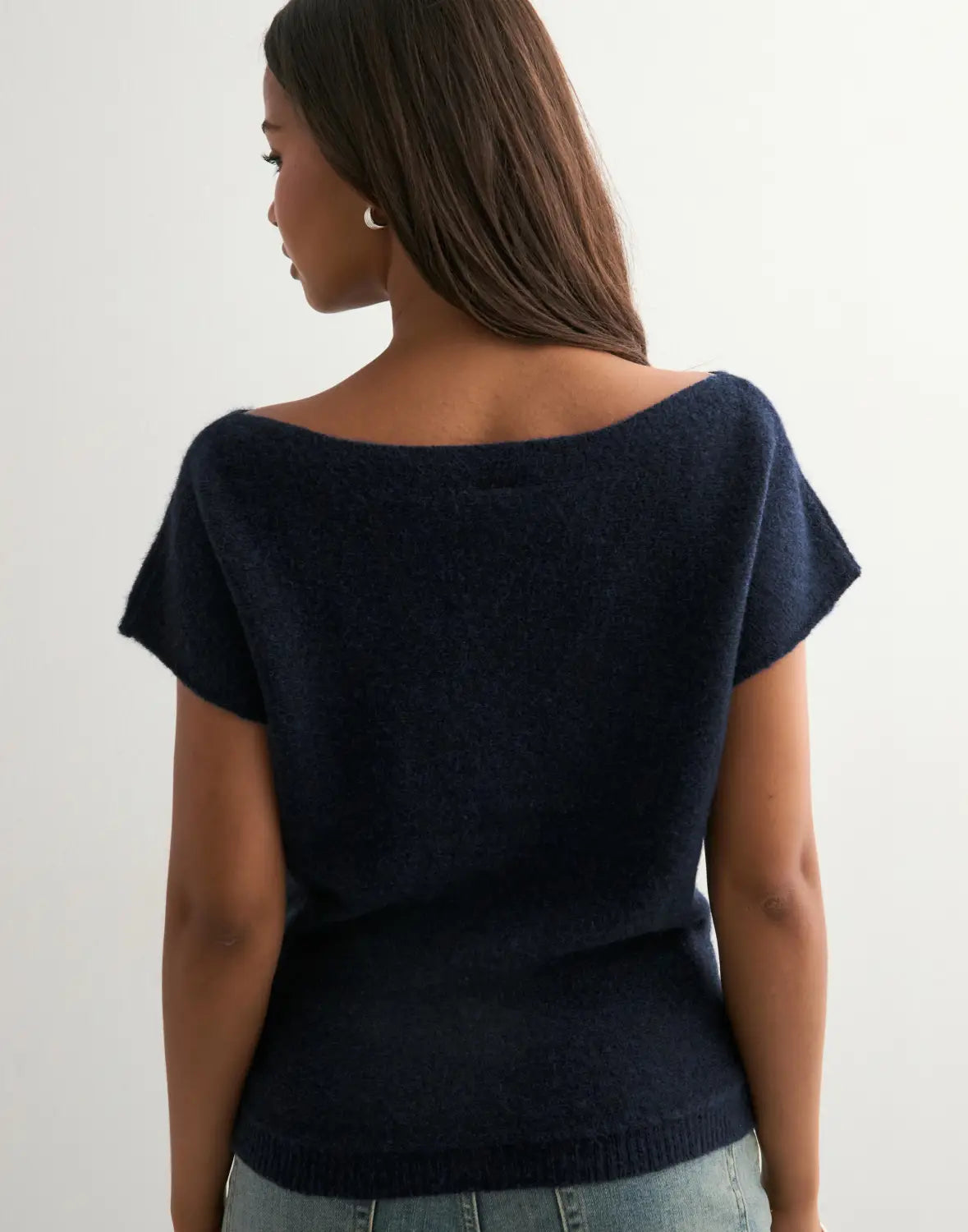 Off Shoulder Short Sleeve Knit T-Shirt Women