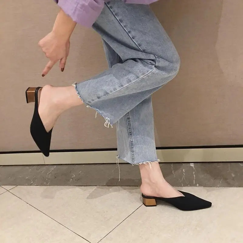 Pointed Toe With Heel Woman Slippers Shoes for Women