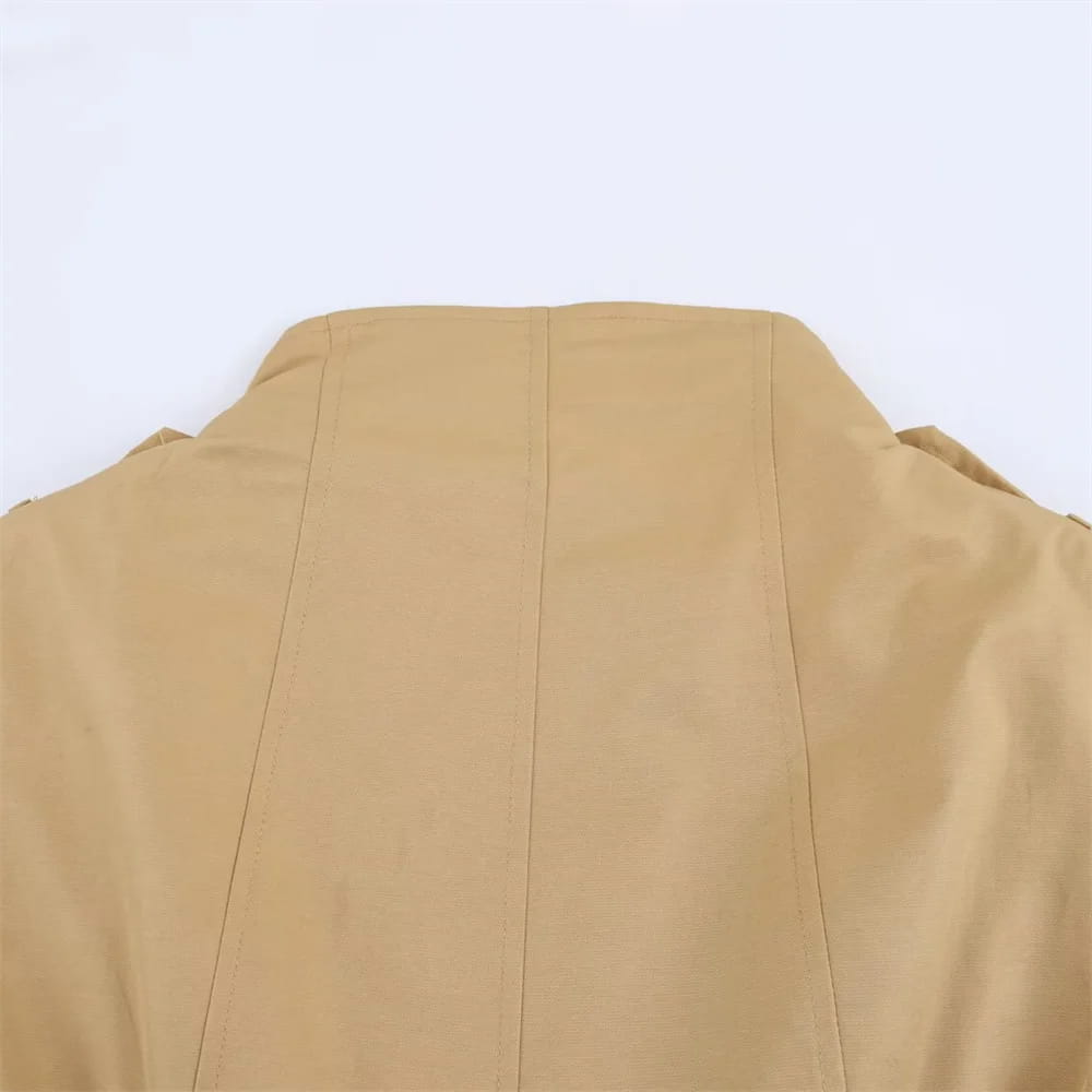 Women’s Retro Double Breasted Printed Thin Scarf Short Windbreaker