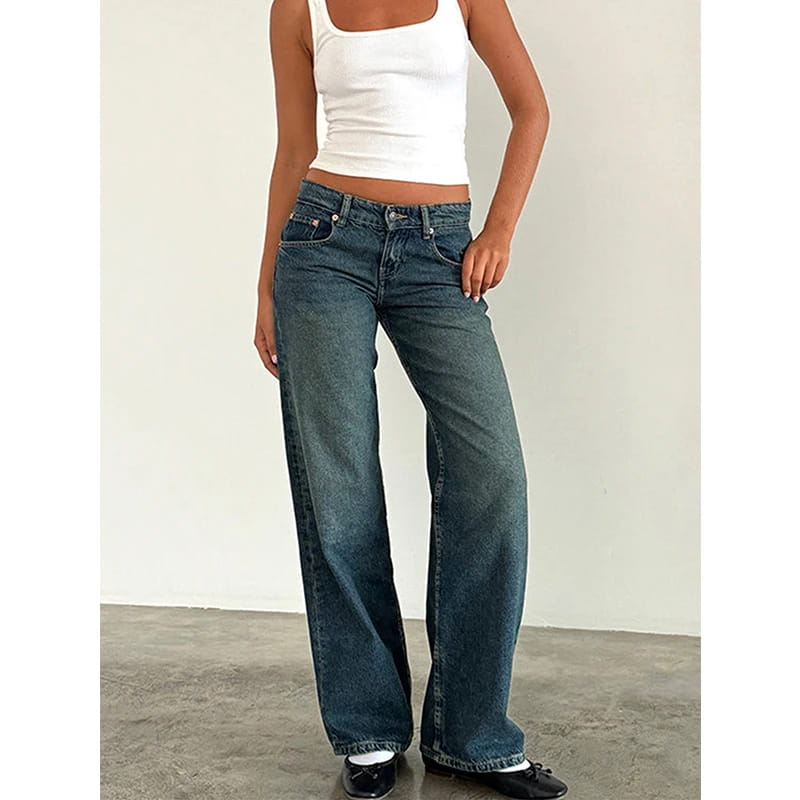 Women Vintage Aesthetic Low Rise Baggy Jeans