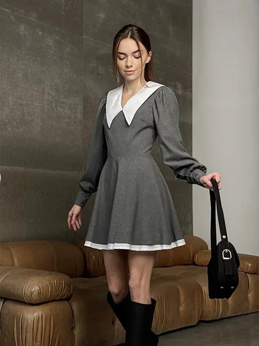 French Doll Collar Splice Mini Dress Women’s
