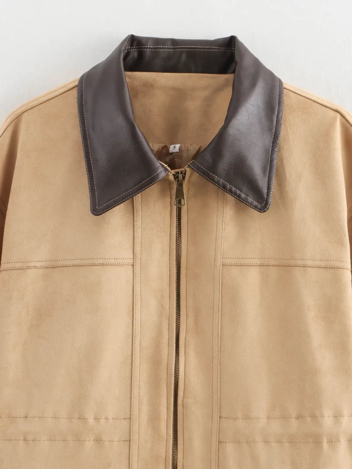 Lapel Contrast Color Large Pocket Mid-length Jacket