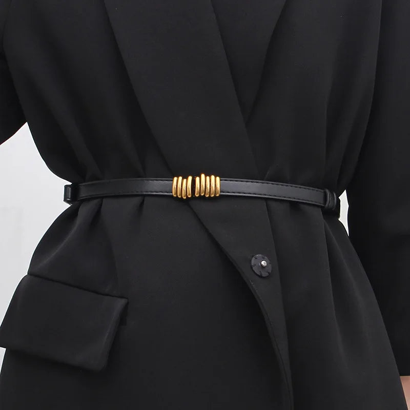 Thin Retro Gold Buckle Adjustable Women Belt