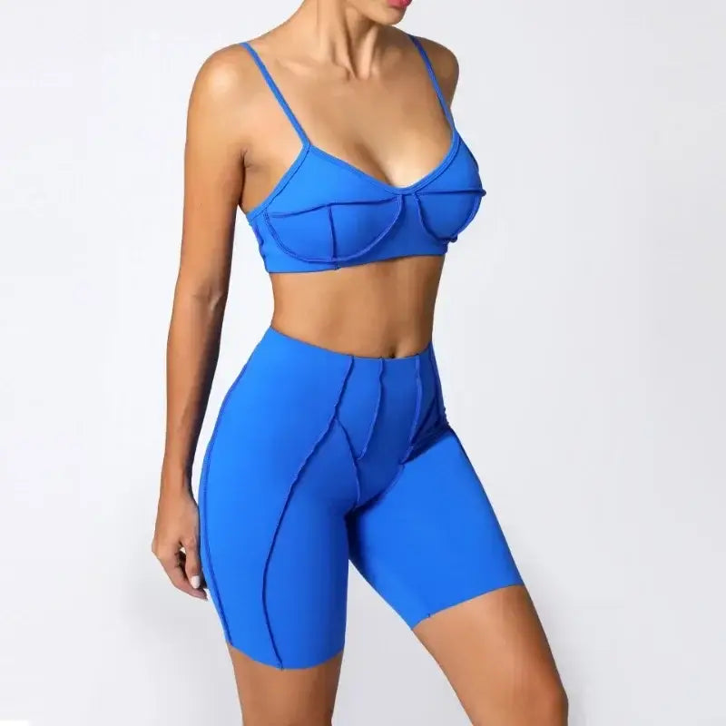 Seamless Yoga Sets Sports Fitness High Waist Hip-lifting Shapeing Leggings Backless Bra Suit