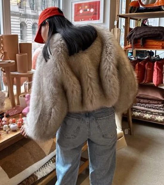 Cropped Faux Fur Coat Women