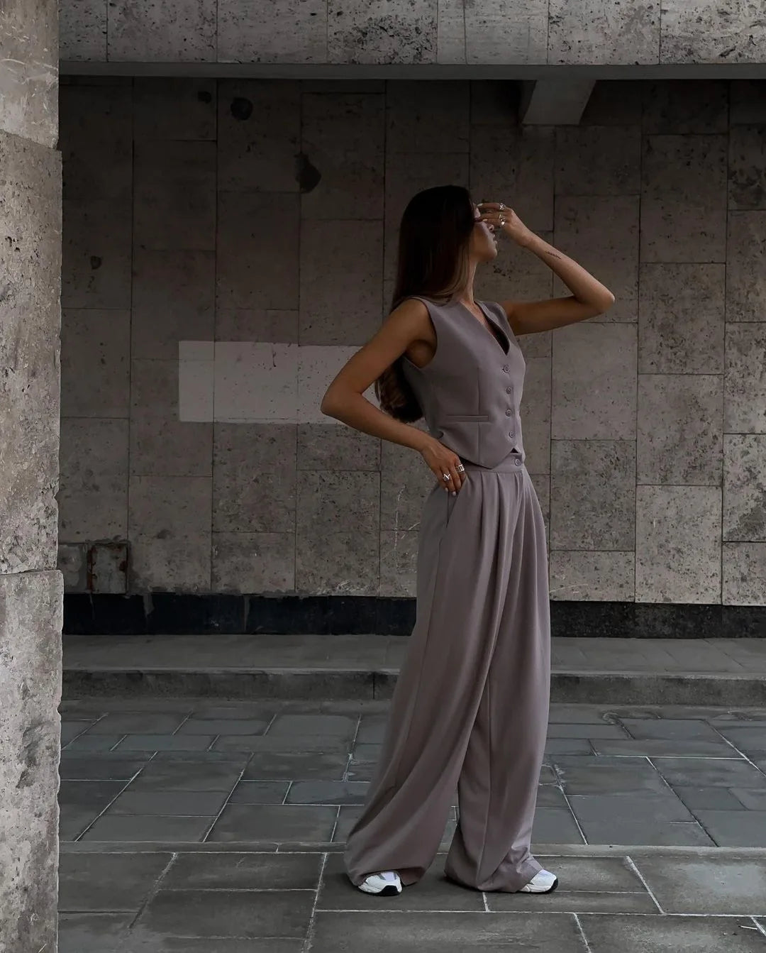 Casual Sleeveless Suit Set