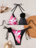 Flower Print Bikini Set Women's High Waist Long Skirt 3 Piece Swimsuit - Norellé