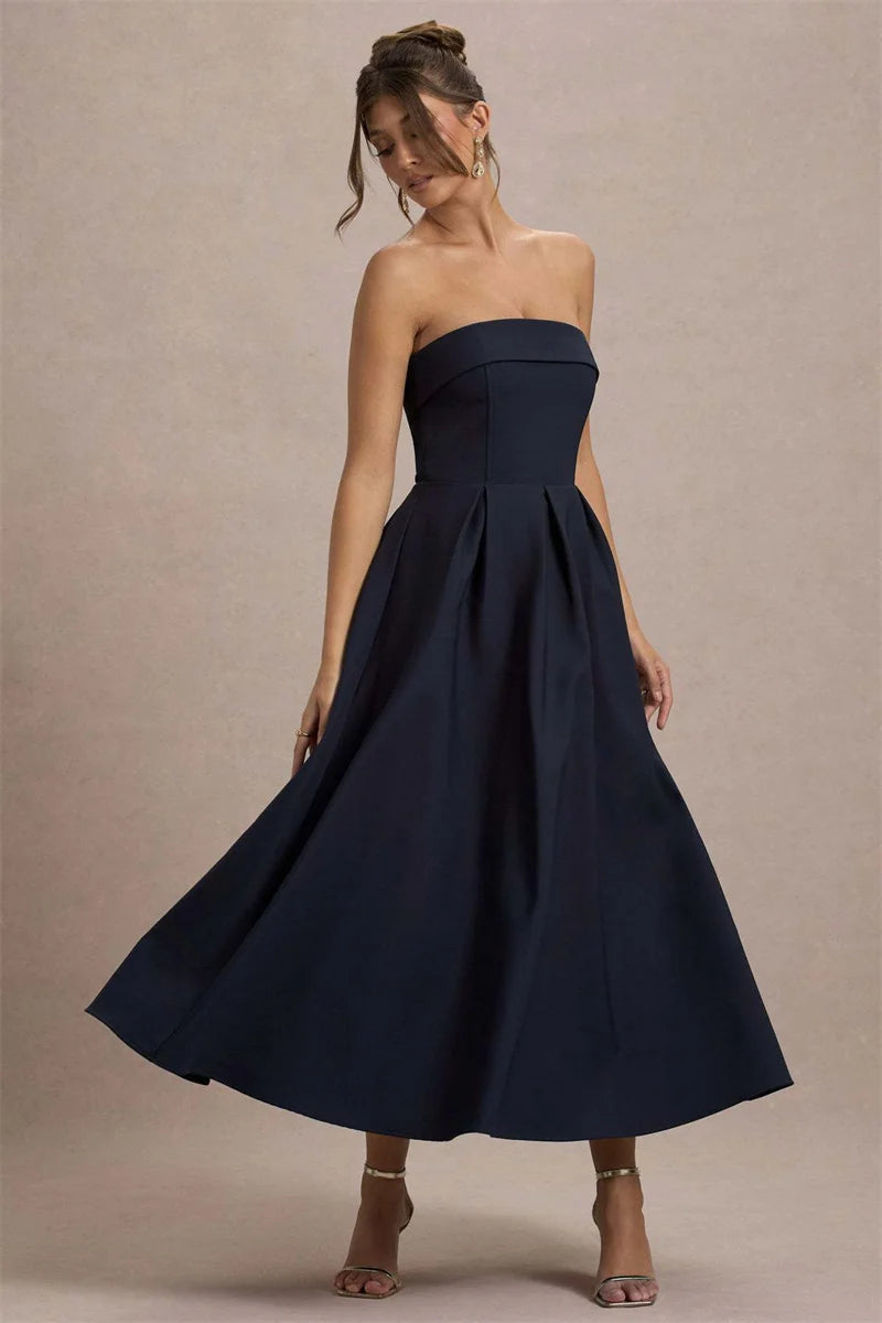Off-shoulder Strapless Midi Dress Women