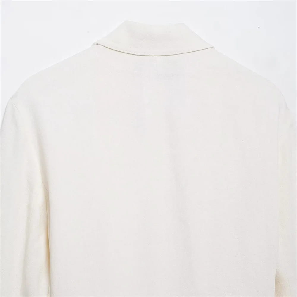 Women’s Casual Retro Linen Blend Suit Jacket&Pants Set