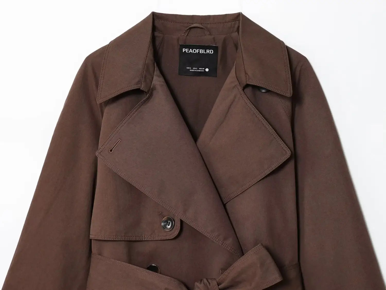 Women Fashion Windbreaker - V-Neck Long Sleeve with Belt